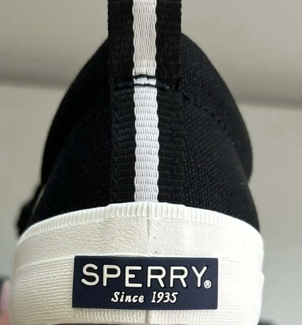 Sperry Crest Vibe Women 11 Canvas Boat Shoes Black White New In Box